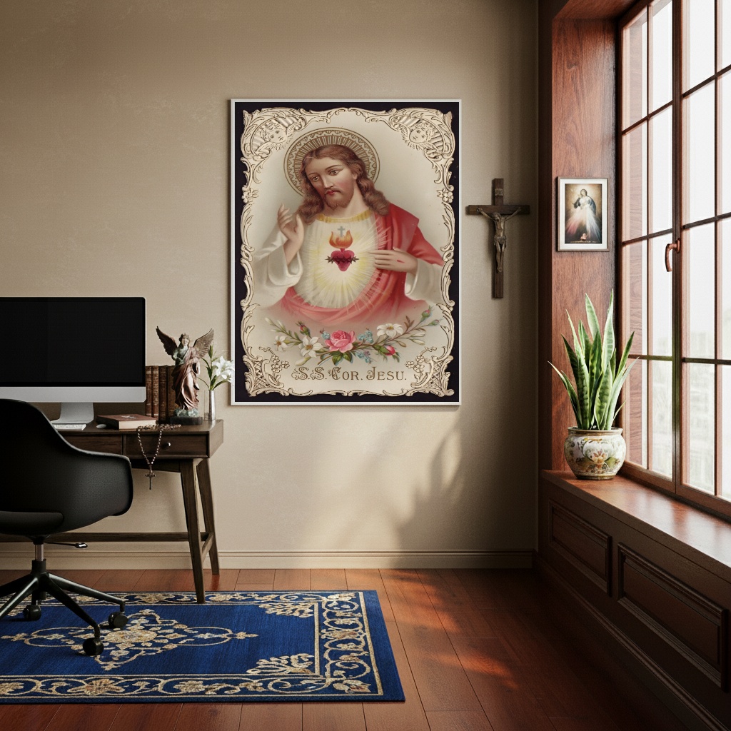 Quadro Arte Sacra Sagrado Coração de Jesus - 70x50 cm