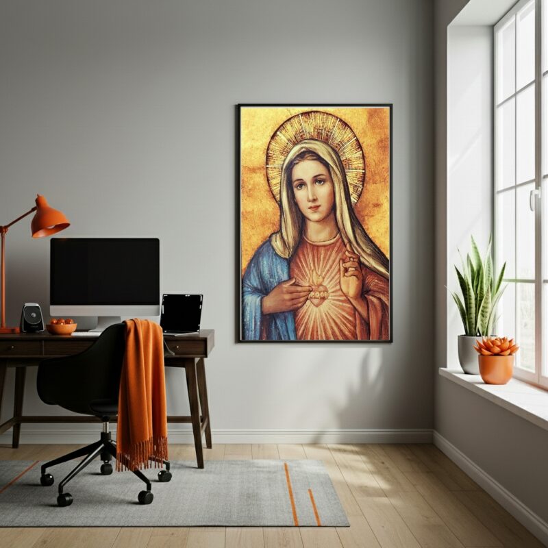 Quadro Arte Sagrado Coração De Maria - 70x50 cm