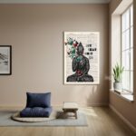 Quadro Buda Em Papel - Let That Shit Go - 70x50cm