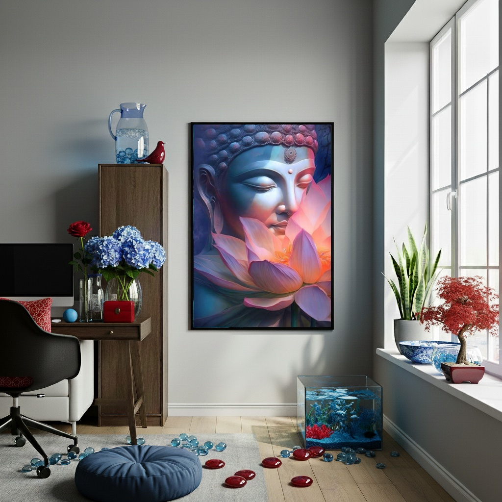 Quadro Buda Flor De Lotus - 70x50 cm