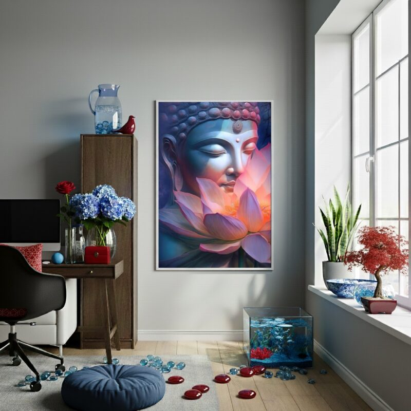 Quadro Buda Flor De Lotus - 70x50 cm