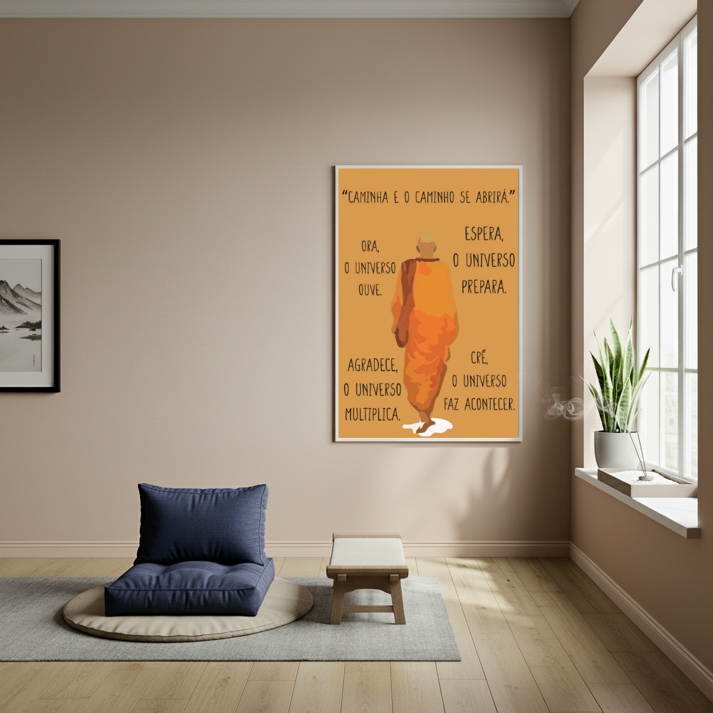 Quadro Budista com Frase Motivacional - 70x50cm