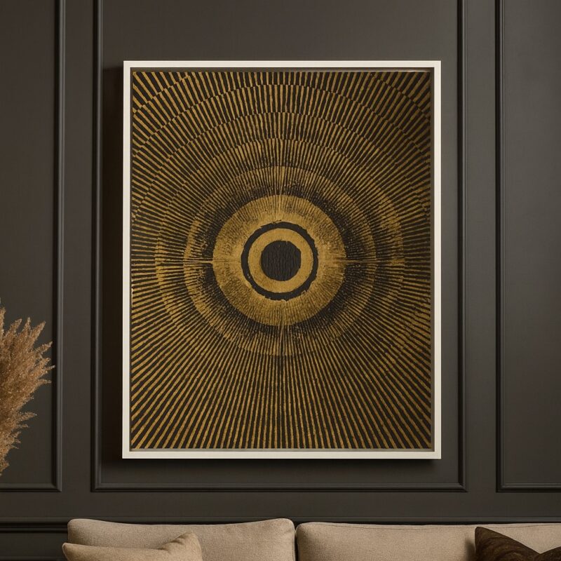 Quadro Canvas Sofisticado Abstrato Mandala Marrom Com Dourado