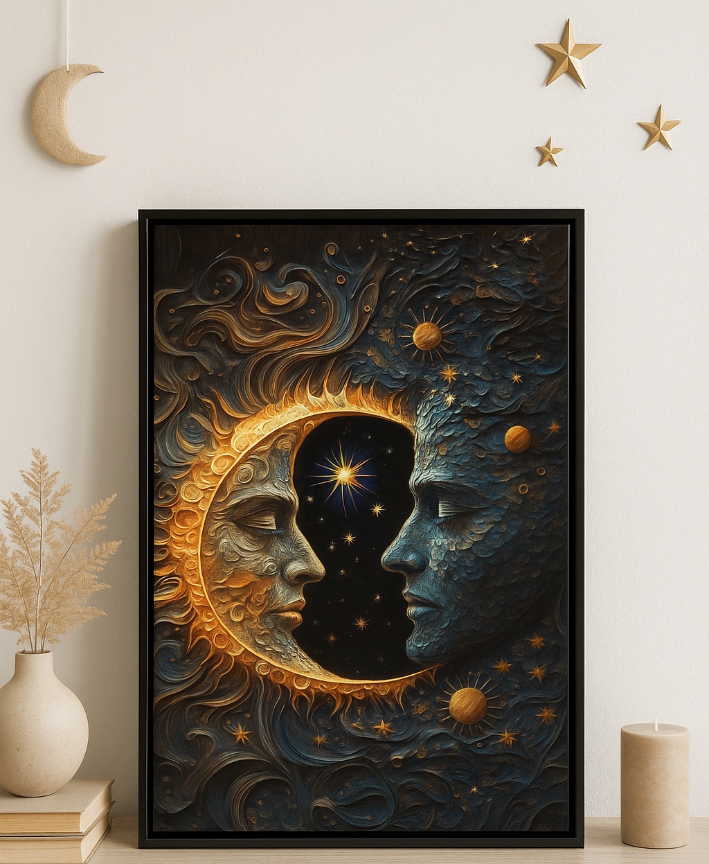 Quadro Canvas Sol e Lua Em Harmonia - Eclipse - Imagem 3