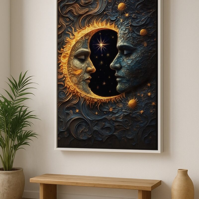 Quadro Canvas Sol e Lua Em Harmonia - Eclipse