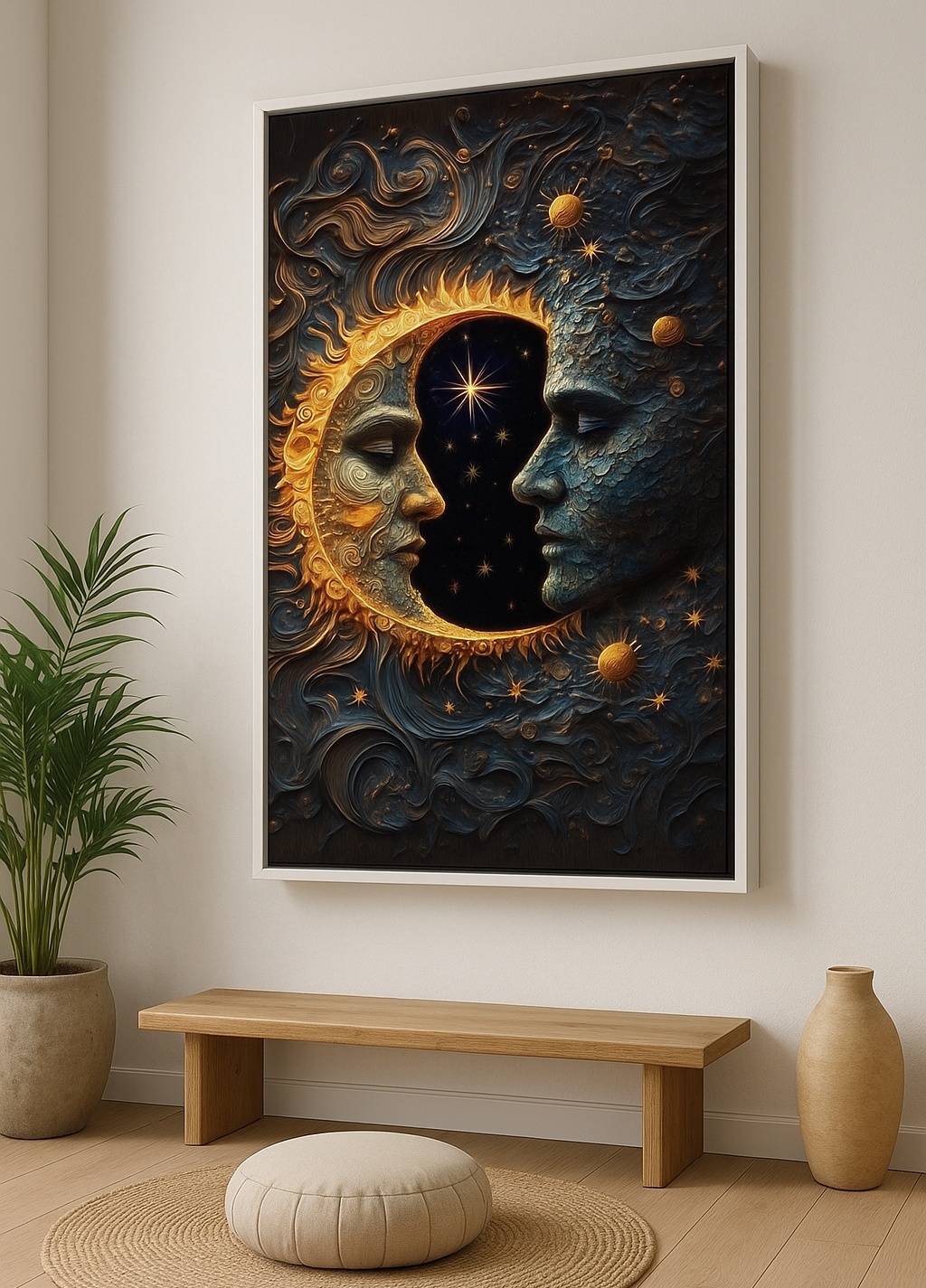 Quadro Canvas Sol e Lua Em Harmonia - Eclipse