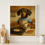 Quadro Cozinha Cão Dachshund Café da Manhã