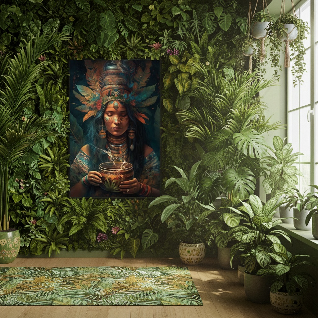 Quadro Decorativa Índia Cabocla Jurema - 70x50 cm