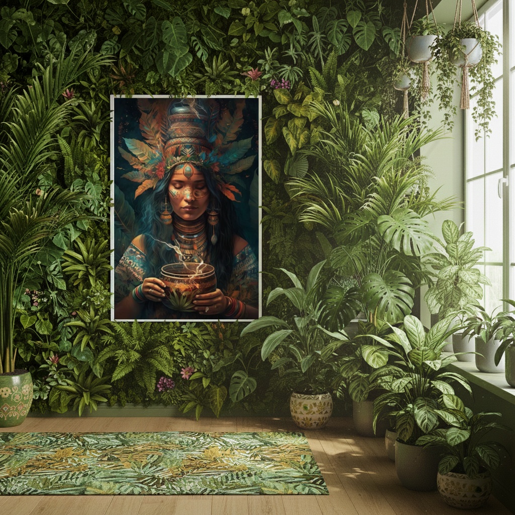Quadro Decorativa Índia Cabocla Jurema - 70x50 cm