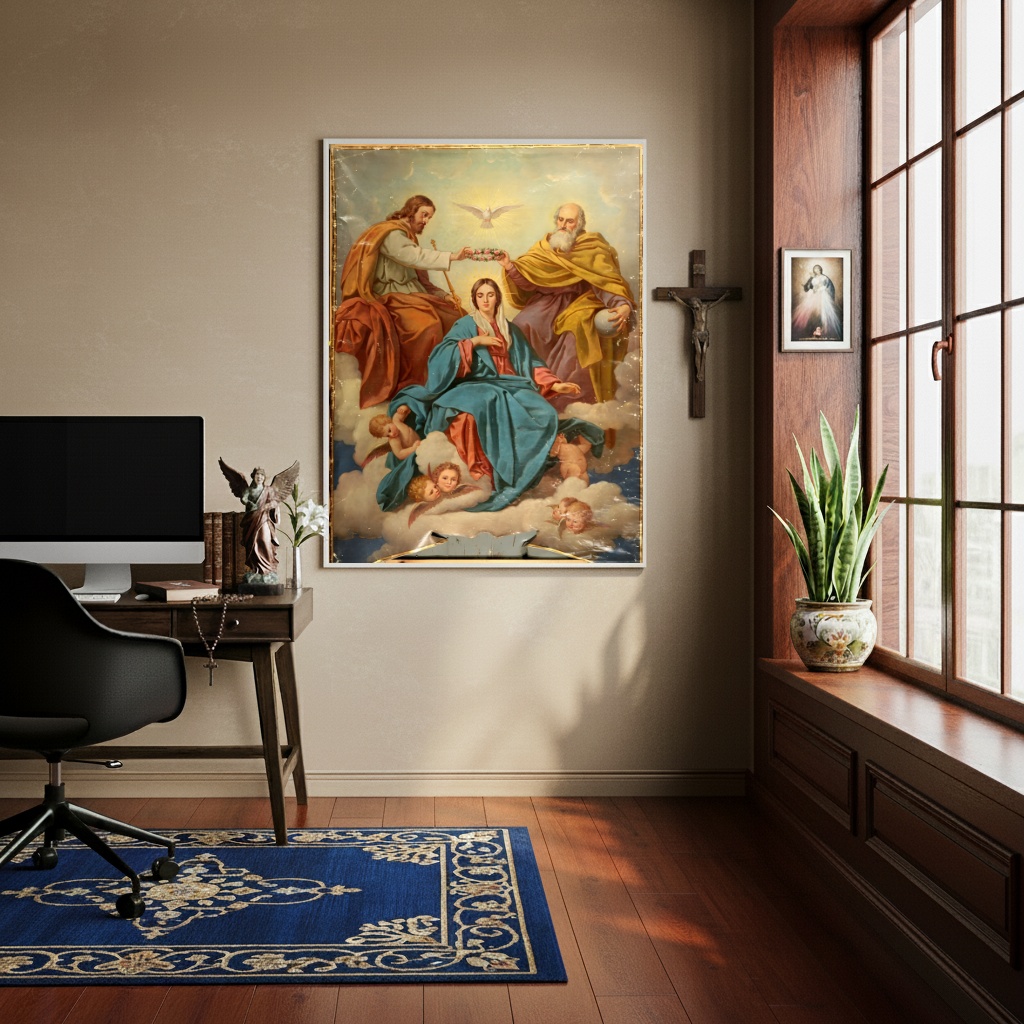 Quadro Decorativo A Coroação da Virgem Maria - 70x50cm