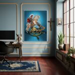 Quadro Decorativo A Lenda de São Jorge e o Dragão - 70x50cm