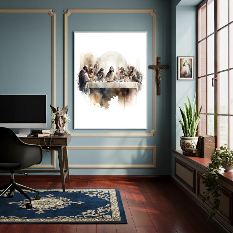 Quadro Decorativo A Última Ceia de Jesus Cristo - 70x50cm