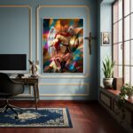 Quadro Decorativo Abstrato de São Miguel Arcanjo - 70x50cm