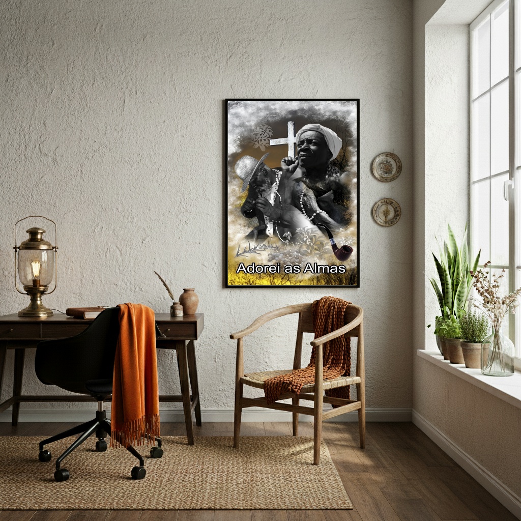 Quadro Decorativo Adorei as Almas - Preto Velhos - 70x50cm