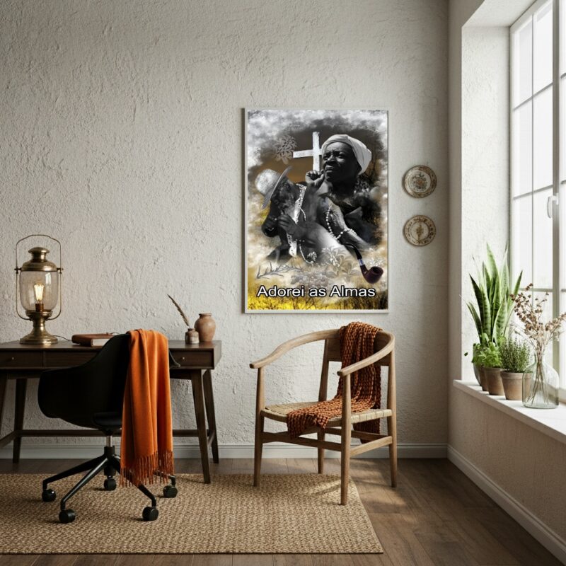 Quadro Decorativo Adorei as Almas - Preto Velhos - 70x50cm