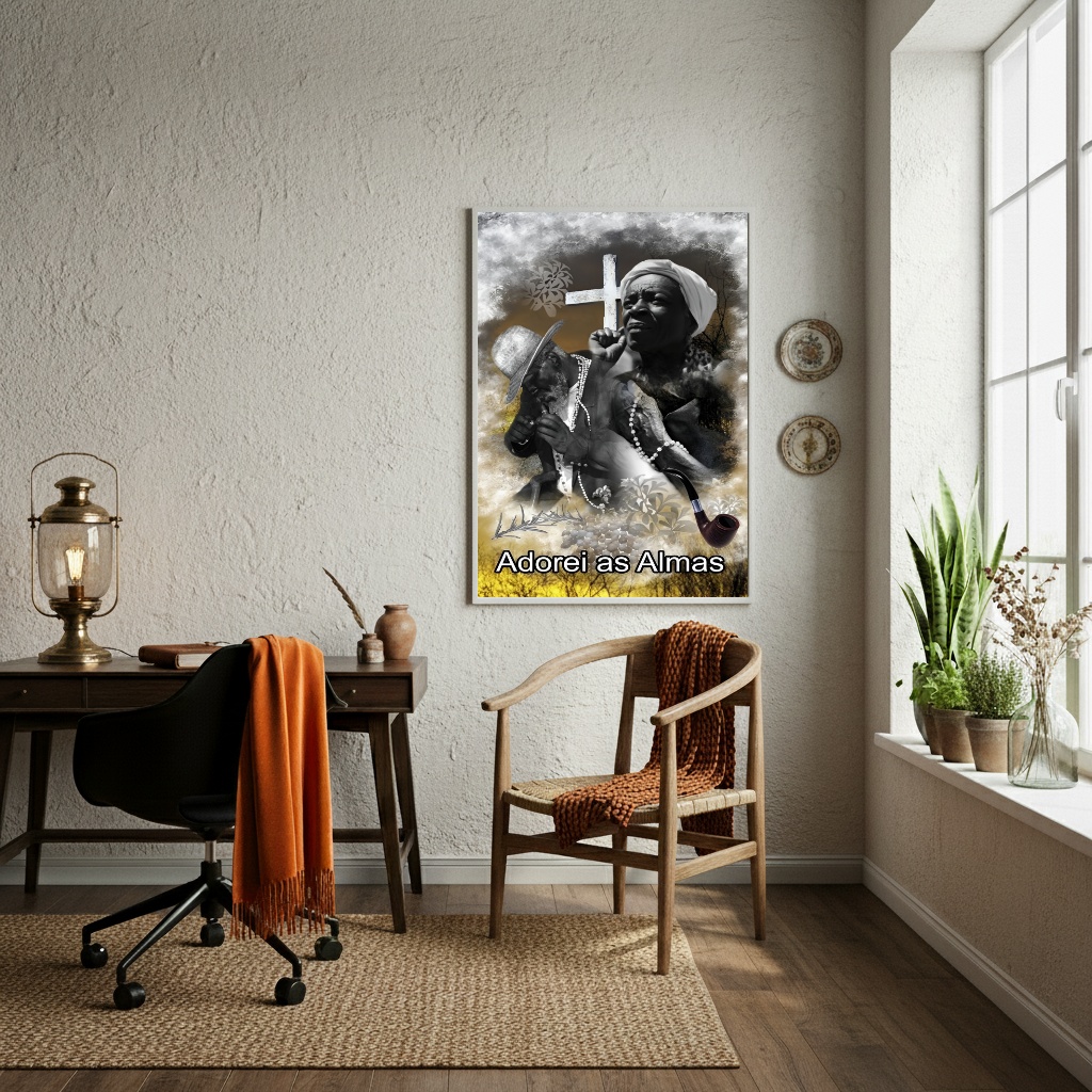 Quadro Decorativo Adorei as Almas - Preto Velhos - 70x50cm