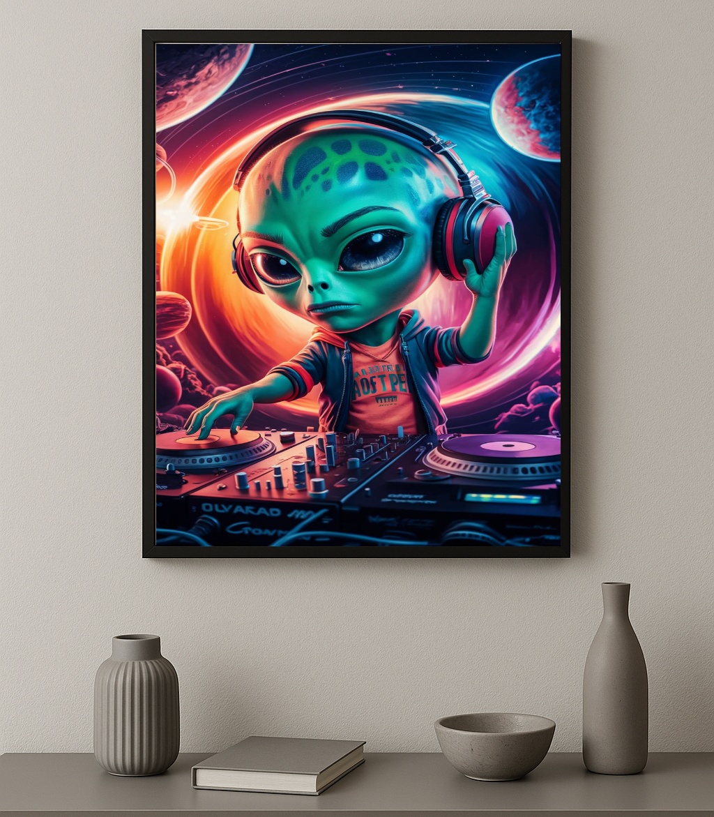 Quadro Decorativo Alien DJ