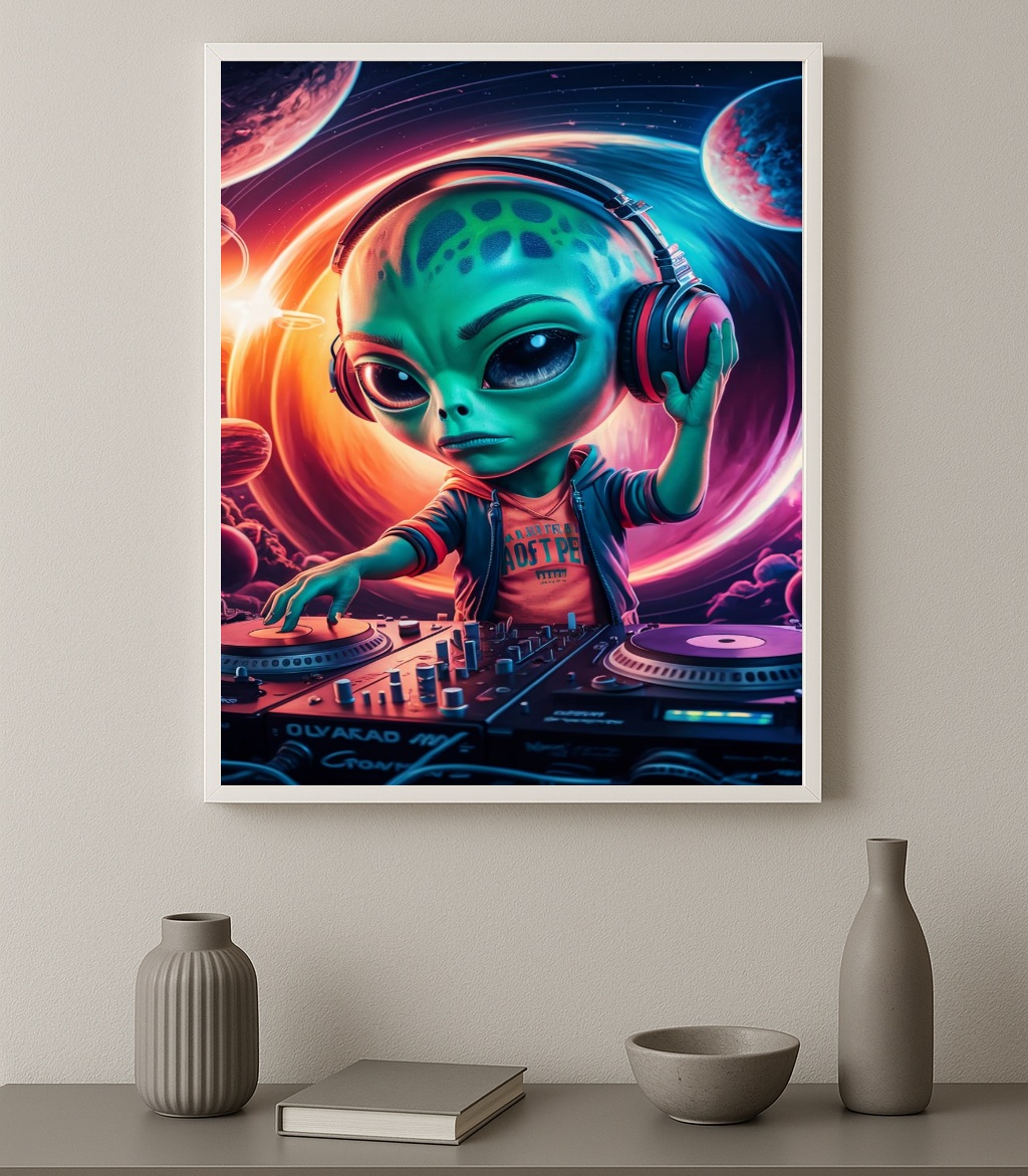 Quadro Decorativo Alien DJ