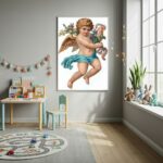 Quadro Decorativo Anjo Querubim Vintage - 70x50cm