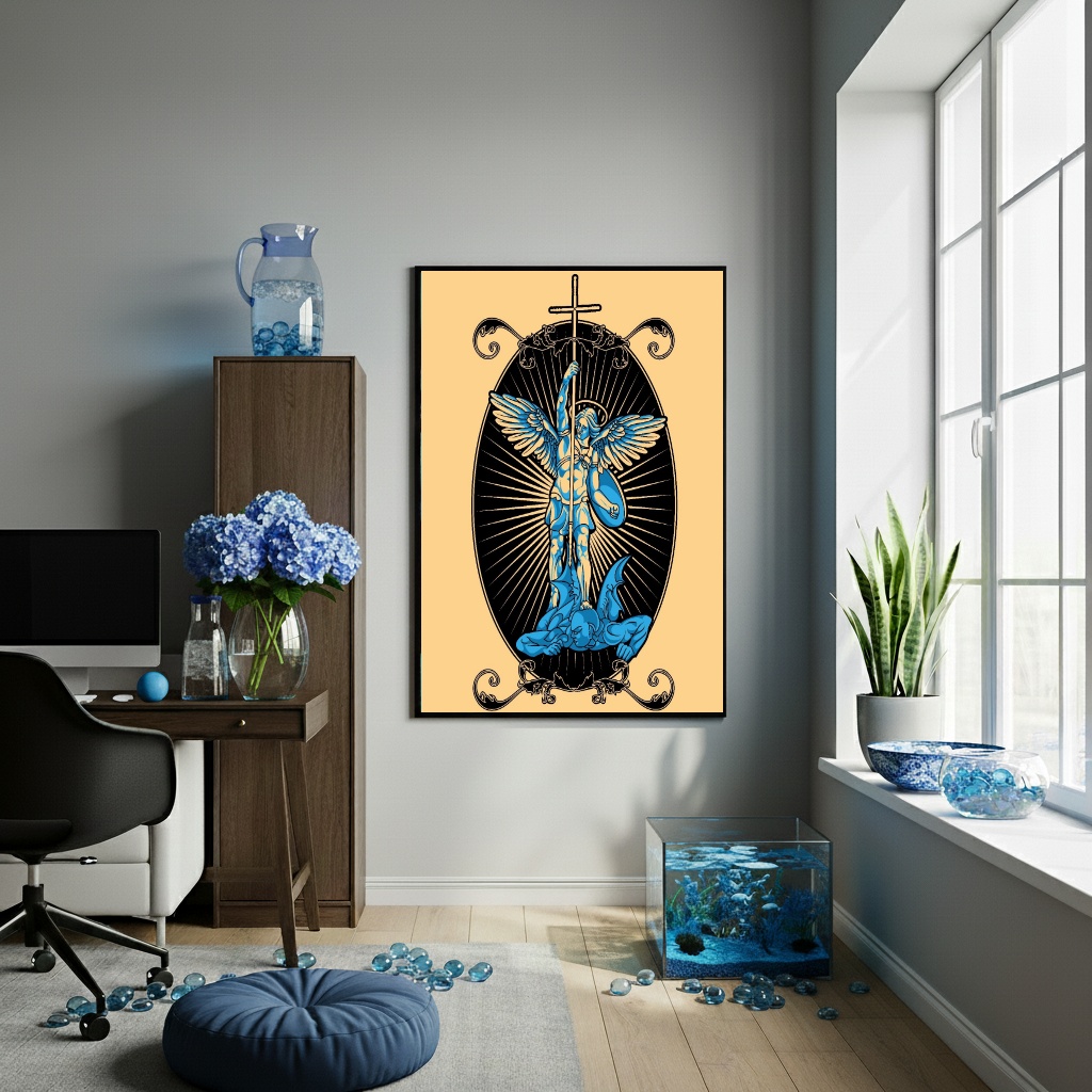 Quadro Decorativo Arcanjo Miguel Arte Digital - 70x50 cm