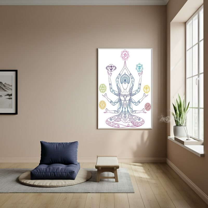 Quadro Decorativo Arte Os Sete Centros de Energia - 70x50cm
