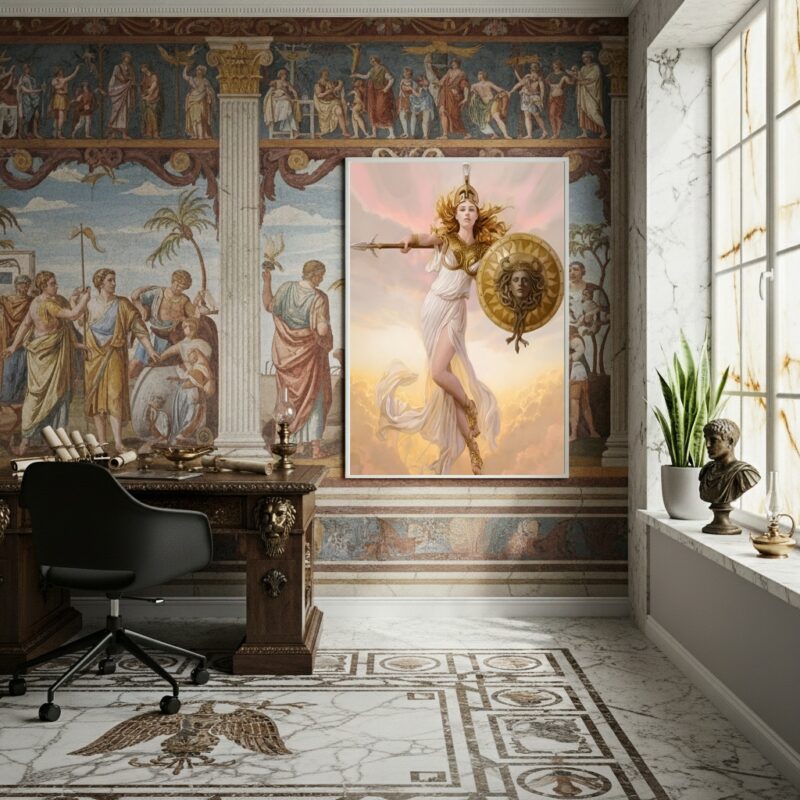 Quadro Decorativo Atena Deusa Grega Sabedoria - 70x50cm