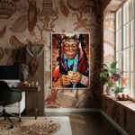Quadro Decorativo Ayhuasca Índio - 70x50 cm