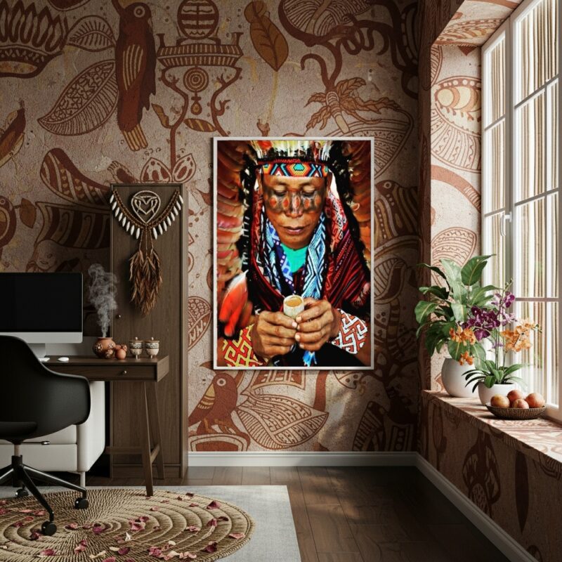Quadro Decorativo Ayhuasca Índio - 70x50 cm