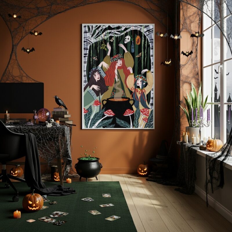 Quadro Decorativo Bruxas da Floresta Mágica - 70x50cm