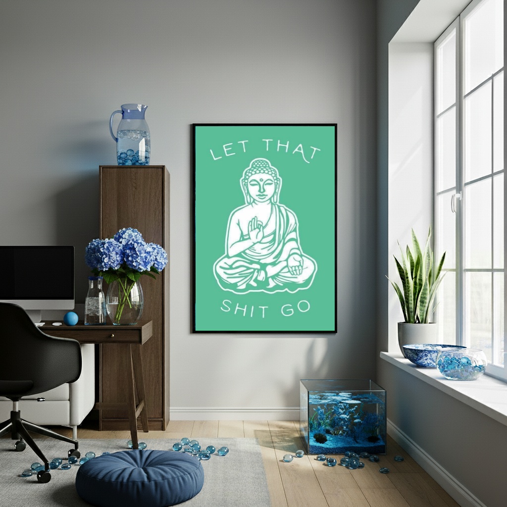 Quadro Decorativo Buda Let That Shit Go - 70x50 cm