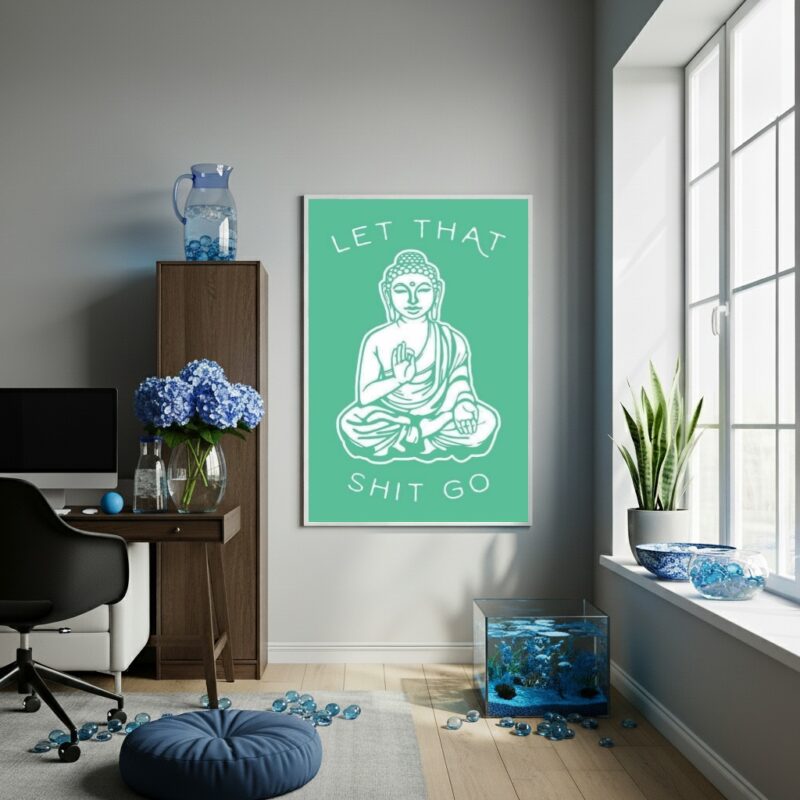 Quadro Decorativo Buda Let That Shit Go - 70x50 cm