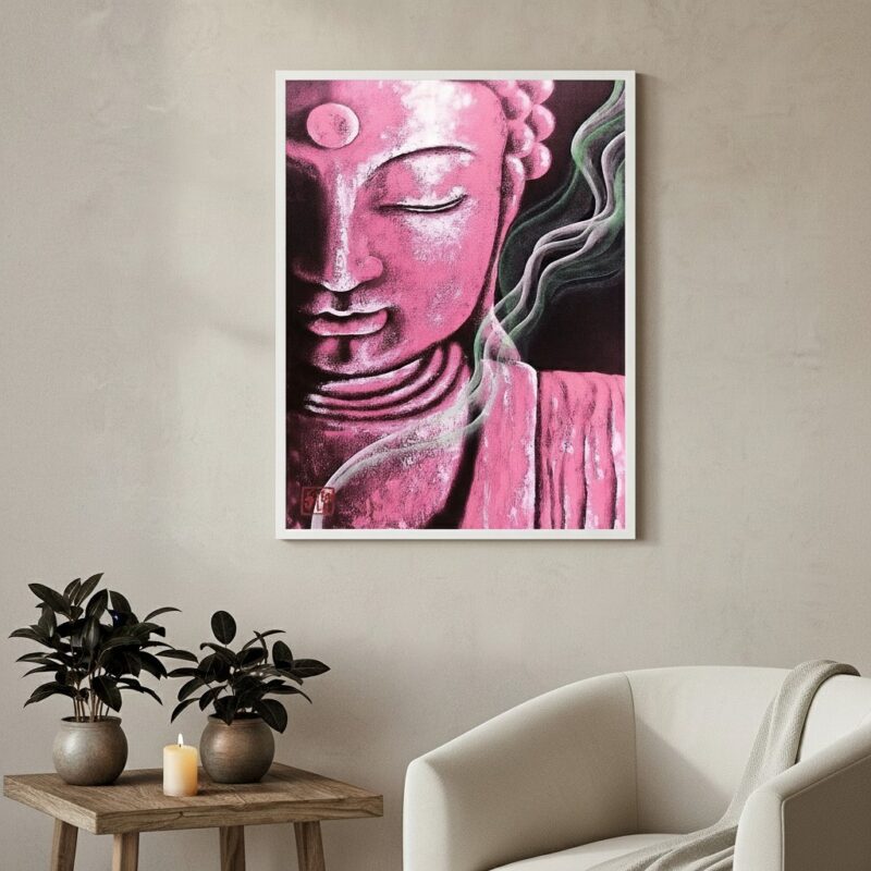 Quadro Decorativo Buda Rosa - 70x50 cm
