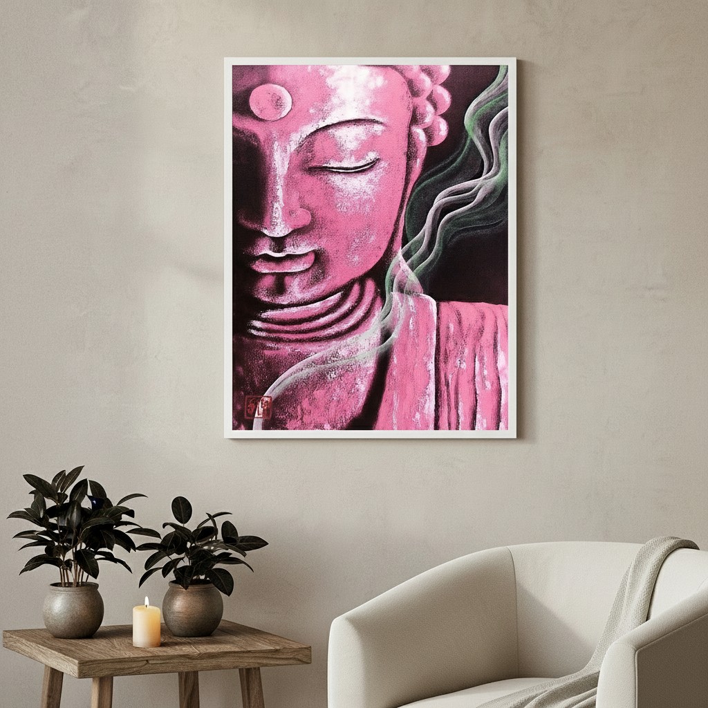 Quadro Decorativo Buda Rosa - 70x50 cm