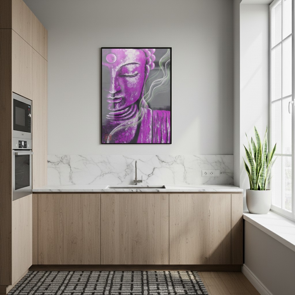 Quadro Decorativo Buda Roxo - 70x50 cm