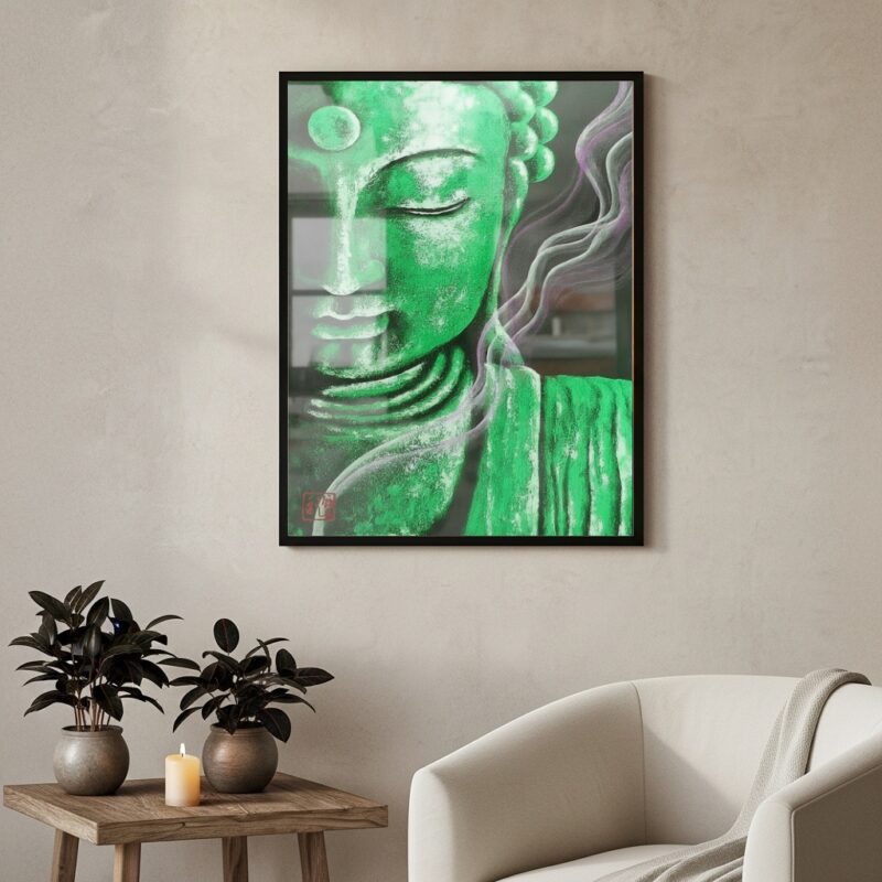 Quadro Decorativo Buda Verde - 70x50 cm