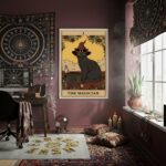 Quadro Decorativo Carta Tarot Gato Preto - 70x50 cm