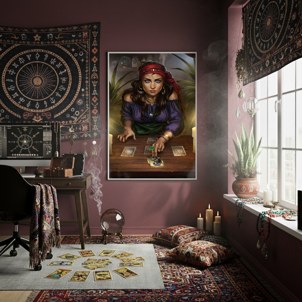 Quadro Decorativo Cartomancia Cigana - 70x50 cm