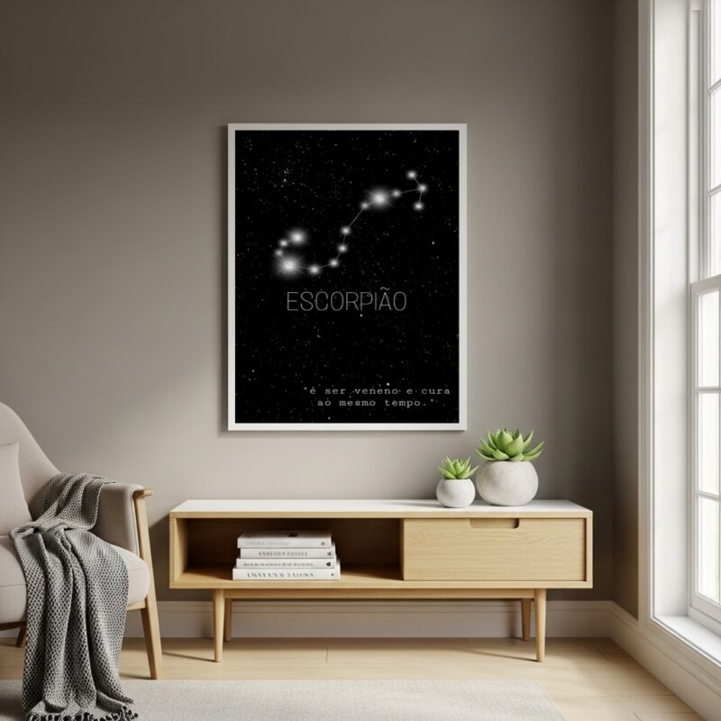 Quadro Decorativo Constelação Signo Escorpião - 70x50 cm