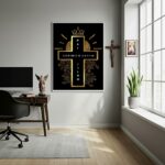 Quadro Decorativo Cruz Santíssima Trindade - 70x50 cm