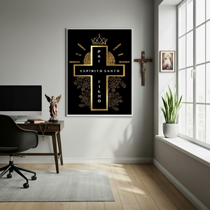 Quadro Decorativo Cruz Santíssima Trindade - 70x50 cm