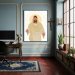 Quadro Decorativo Desenho de Jesus Cristo - 70x50 cm