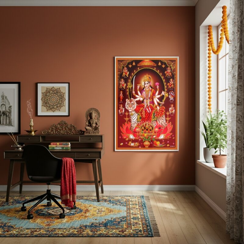 Quadro Decorativo Deusa Hindu Durga - 70x50cm
