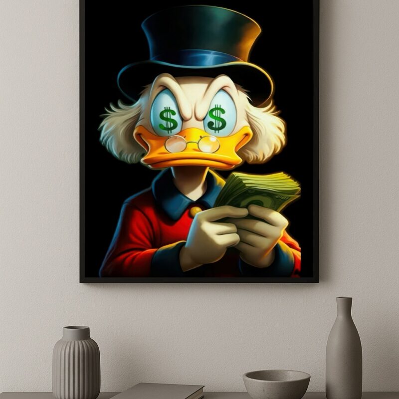 Quadro Decorativo Dinheiro - Pato Rico Com Dólares