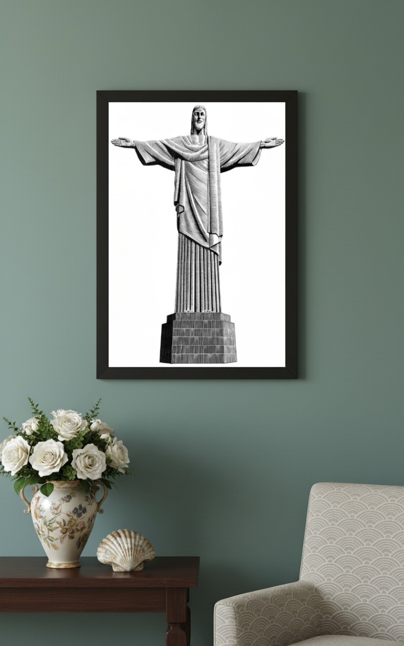 Quadro Decorativo Estátua do Cristo Redentor - 70x50 cm