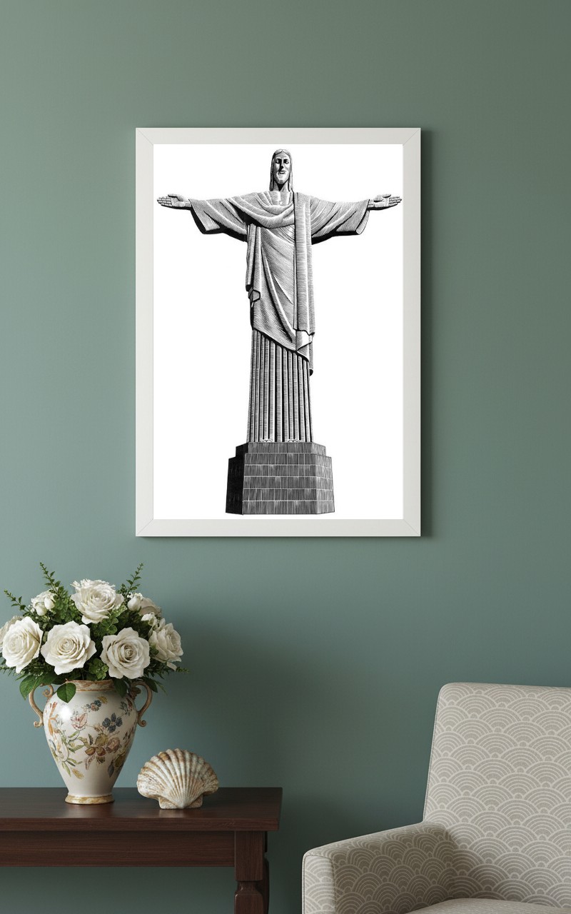 Quadro Decorativo Estátua do Cristo Redentor - 70x50 cm