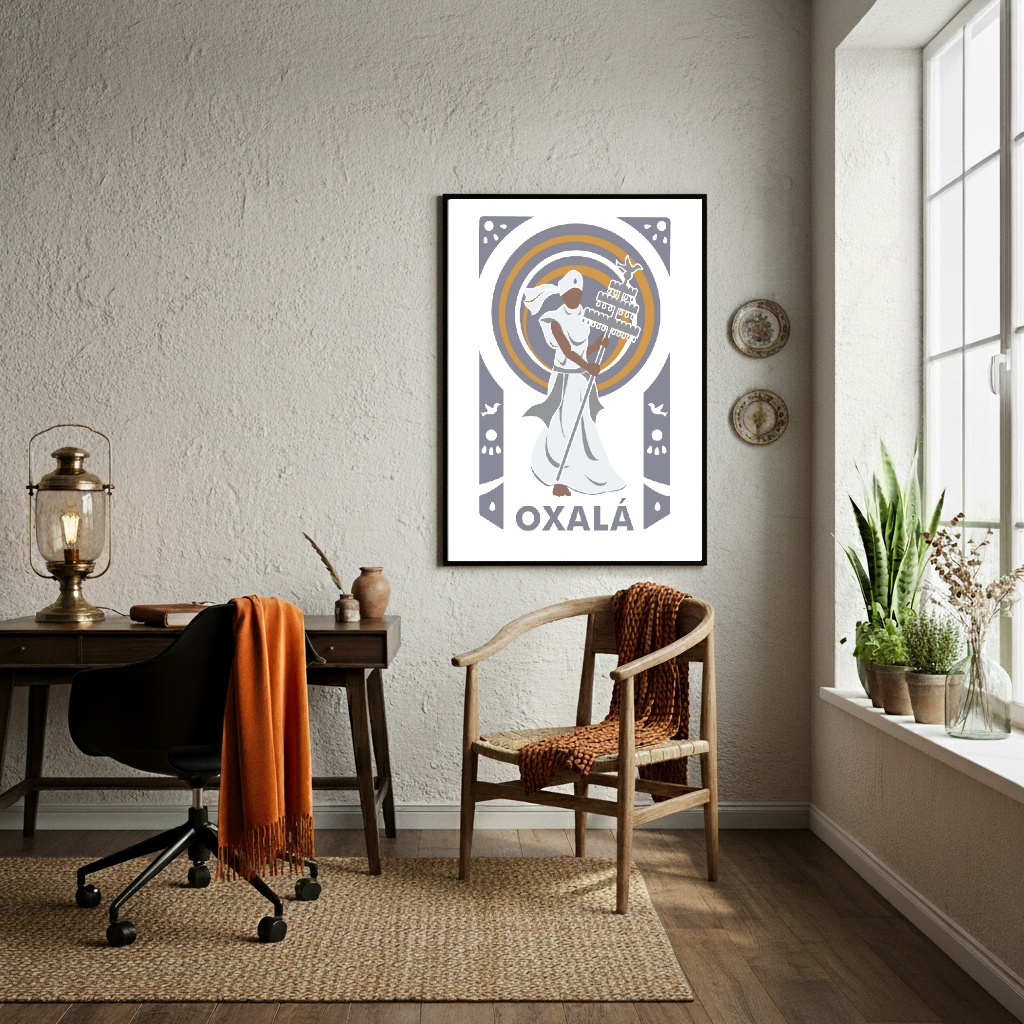 Quadro Decorativo Figura Orixá Oxalá - 70x50 cm