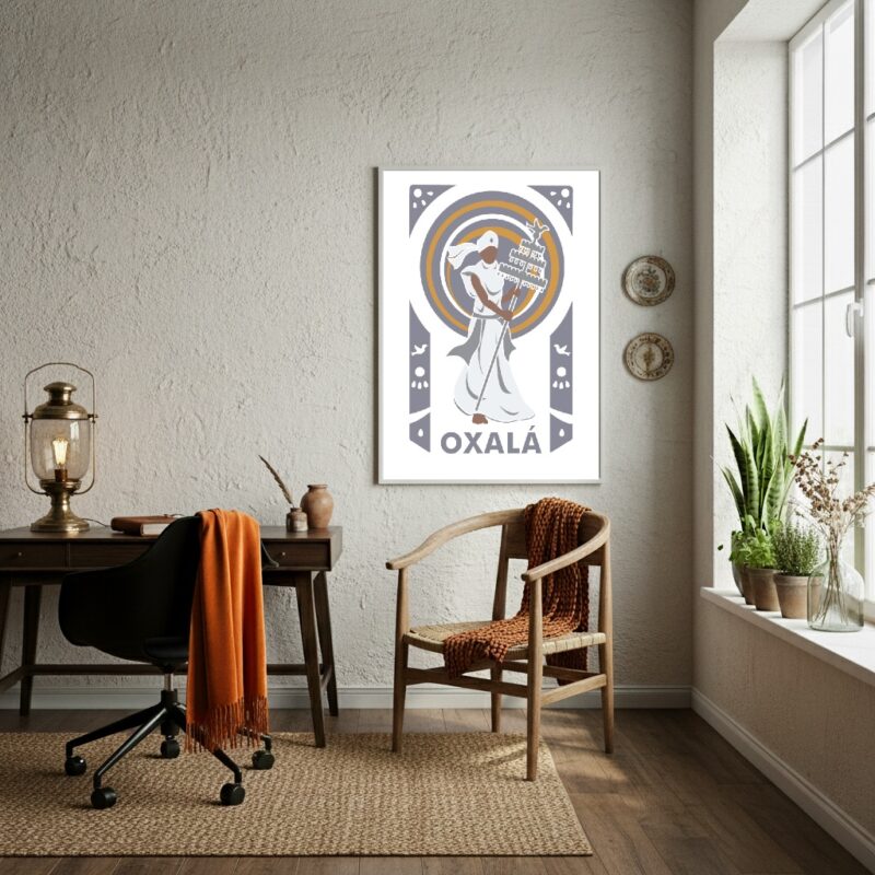Quadro Decorativo Figura Orixá Oxalá - 70x50 cm