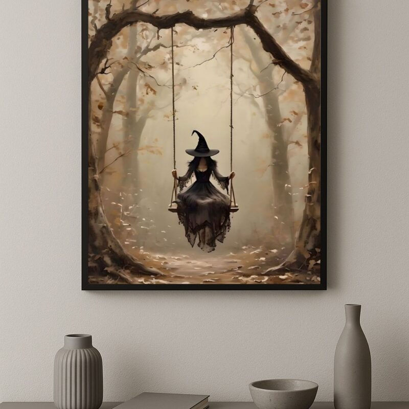 Quadro Decorativo Fotografia Bruxa No Balanço