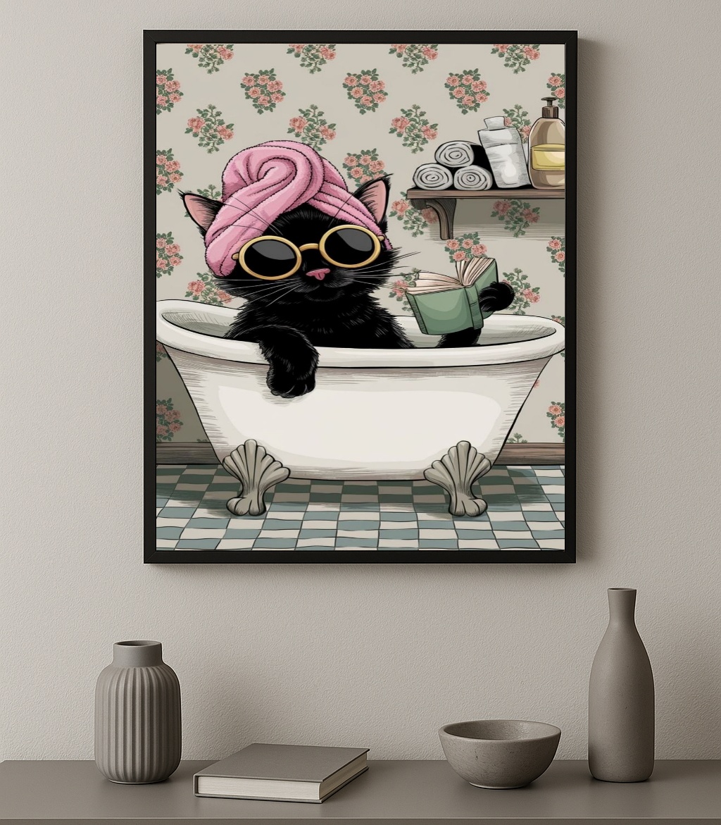 Quadro Decorativo Gatinha Fashion