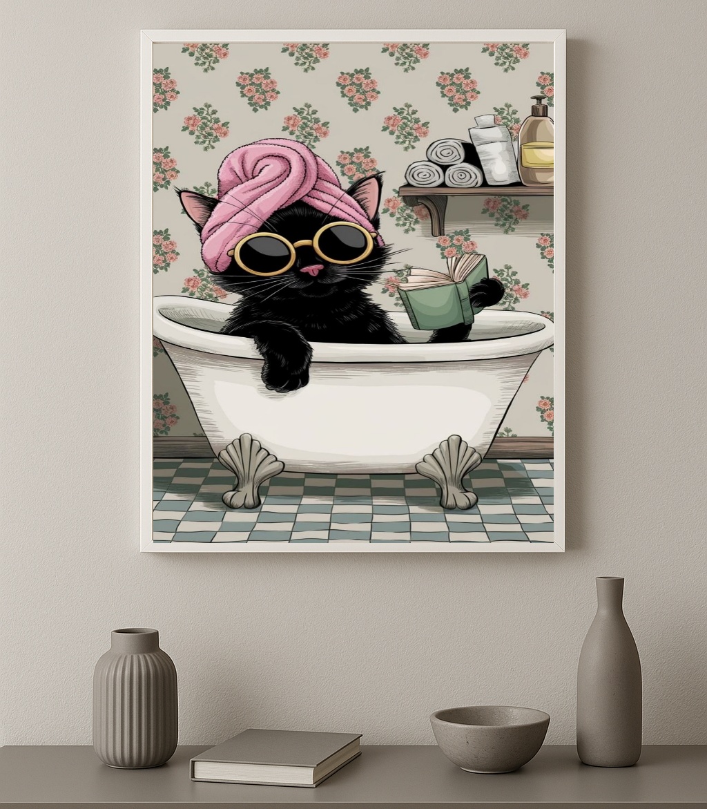 Quadro Decorativo Gatinha Fashion